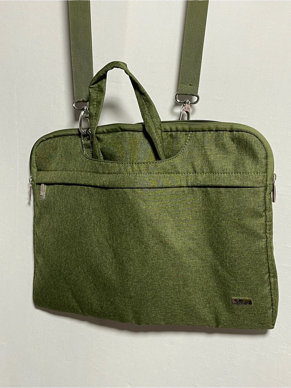 Olive Green Slim Laptop Messenger Bag